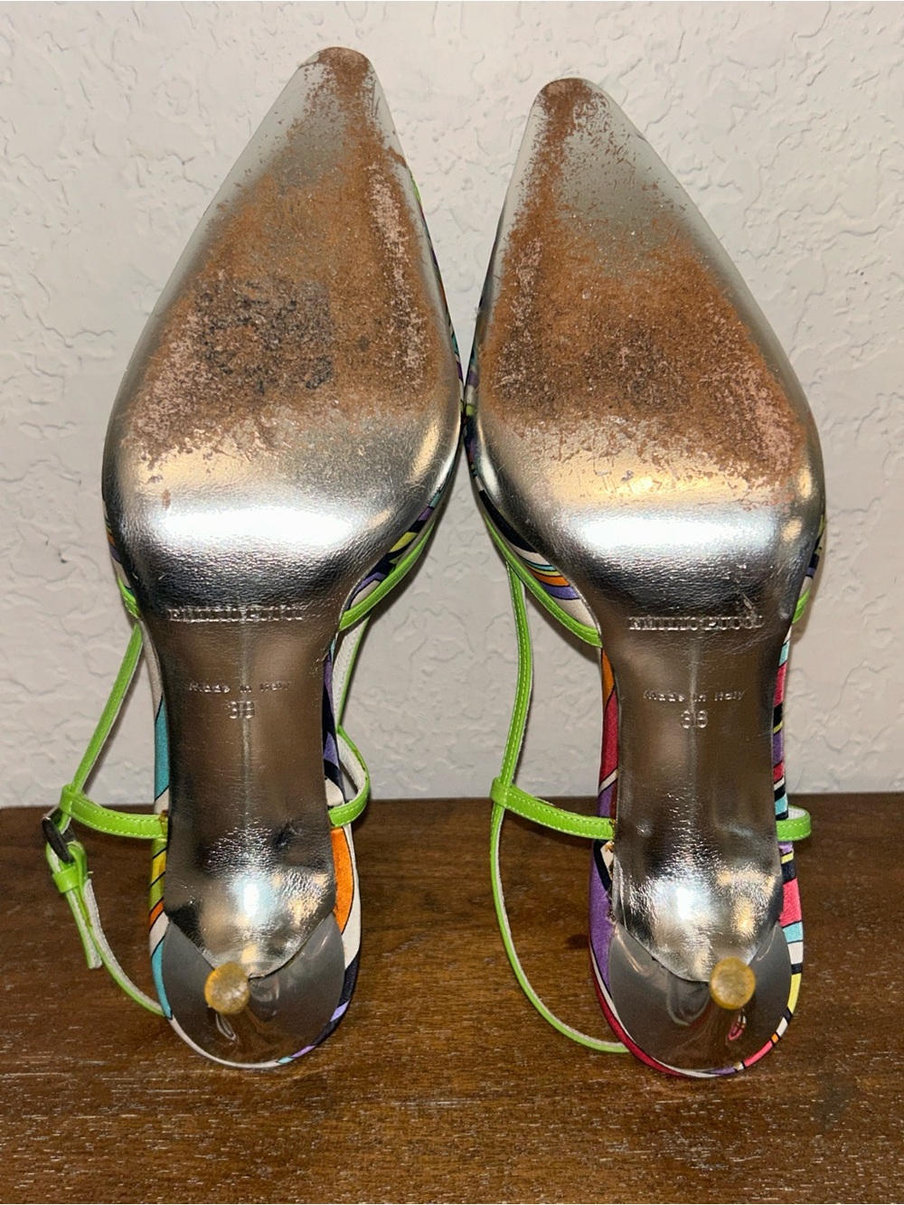 Emilio Pucci Collection 2000s Satin Leather Sling Back Heel Shoes - Picture 11 of 12